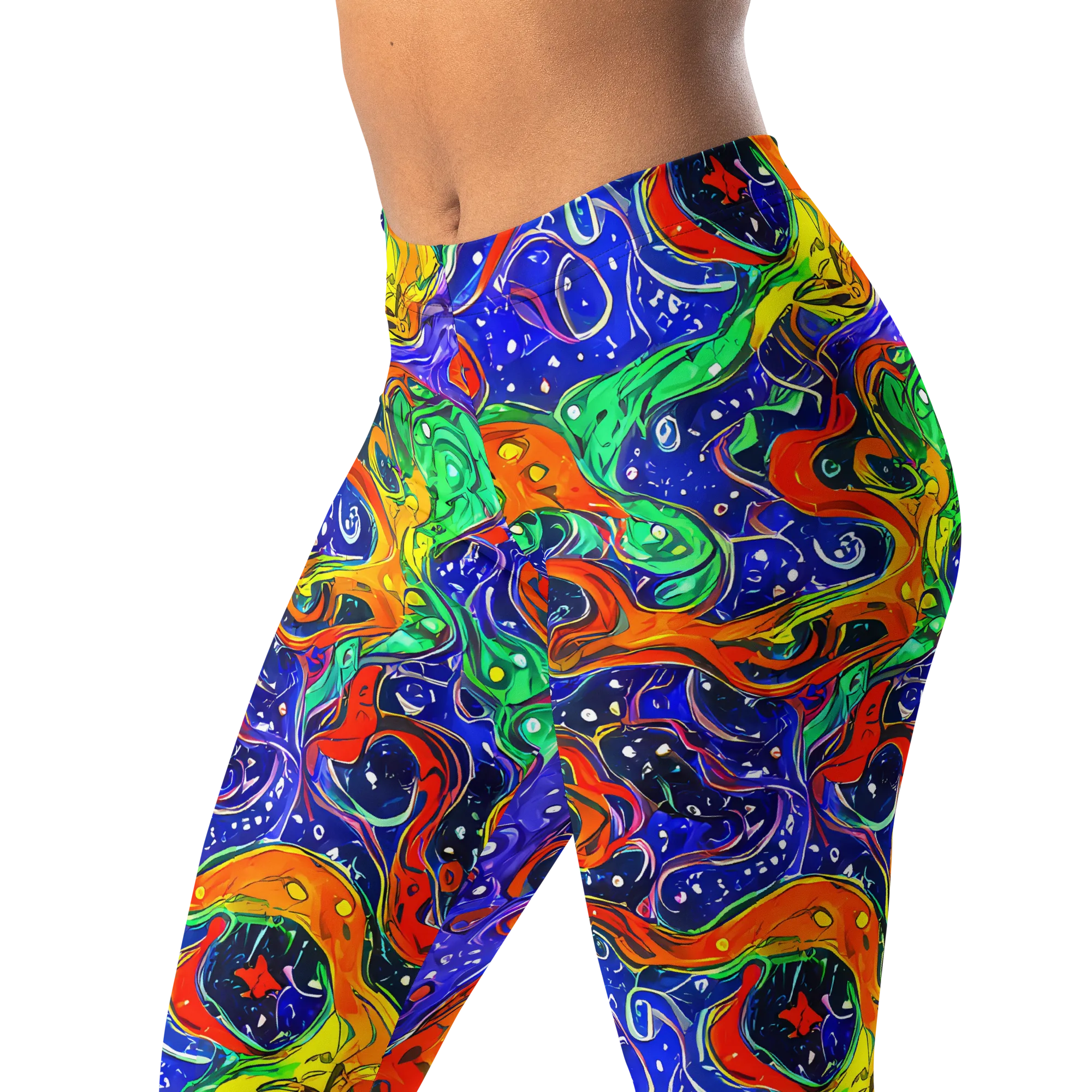Kaleidoscope Rapids on Leggings — Left Front