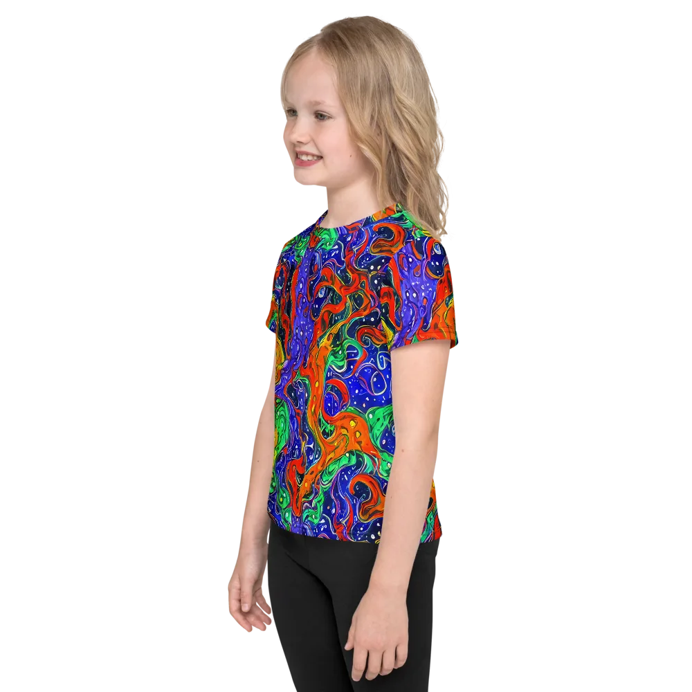 Kaleidoscope Rapids on Kids Crew Neck T-Shirt — Left