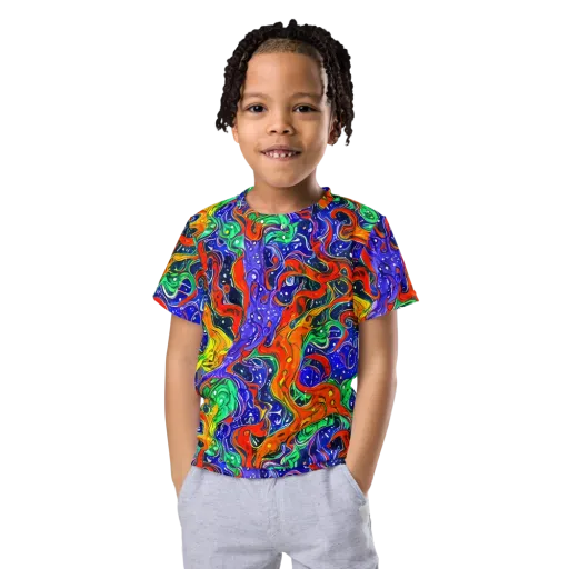Kaleidoscope Rapids on a Kids Crew Neck T-Shirt