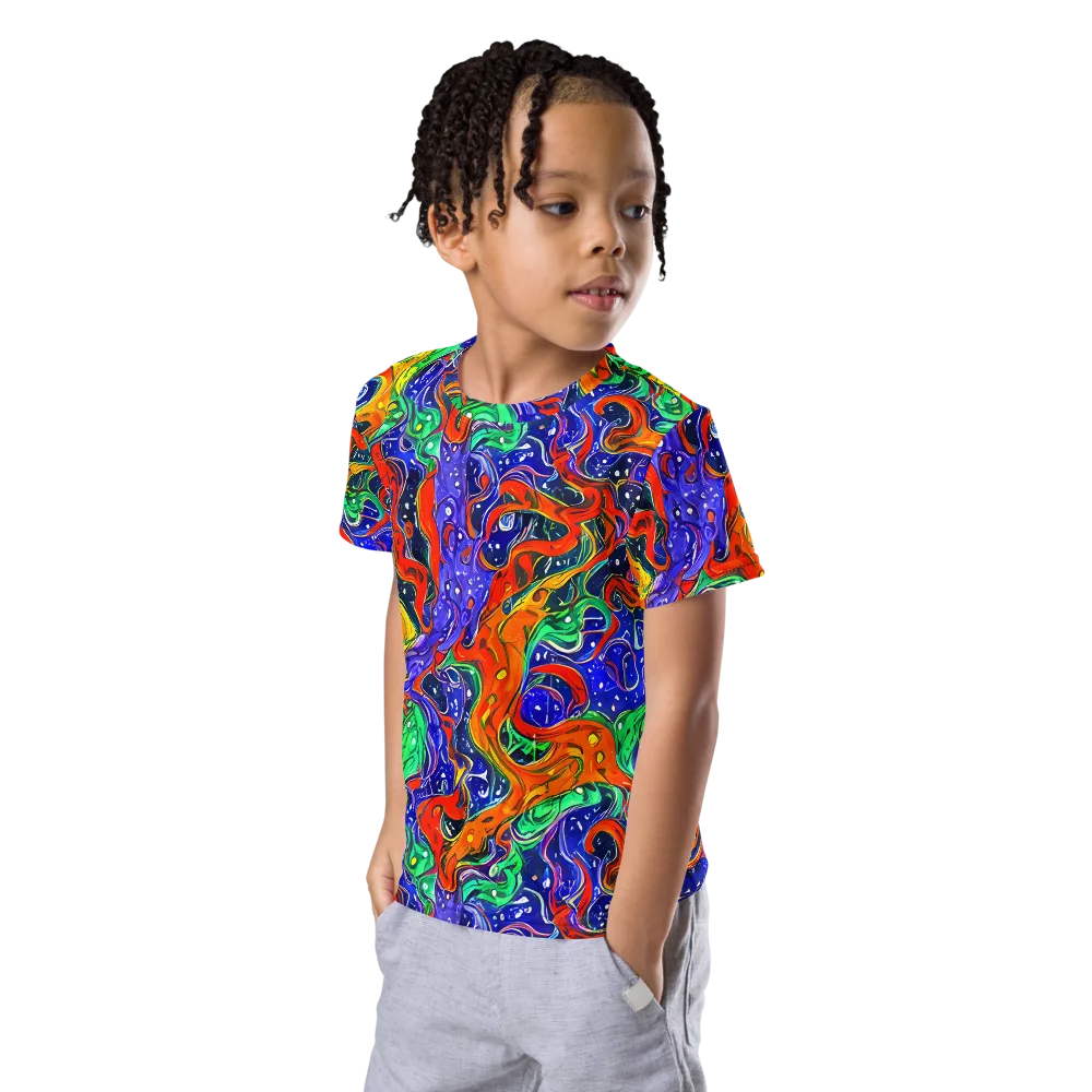 Kaleidoscope Rapids on Kids Crew Neck T-Shirt — Left Front