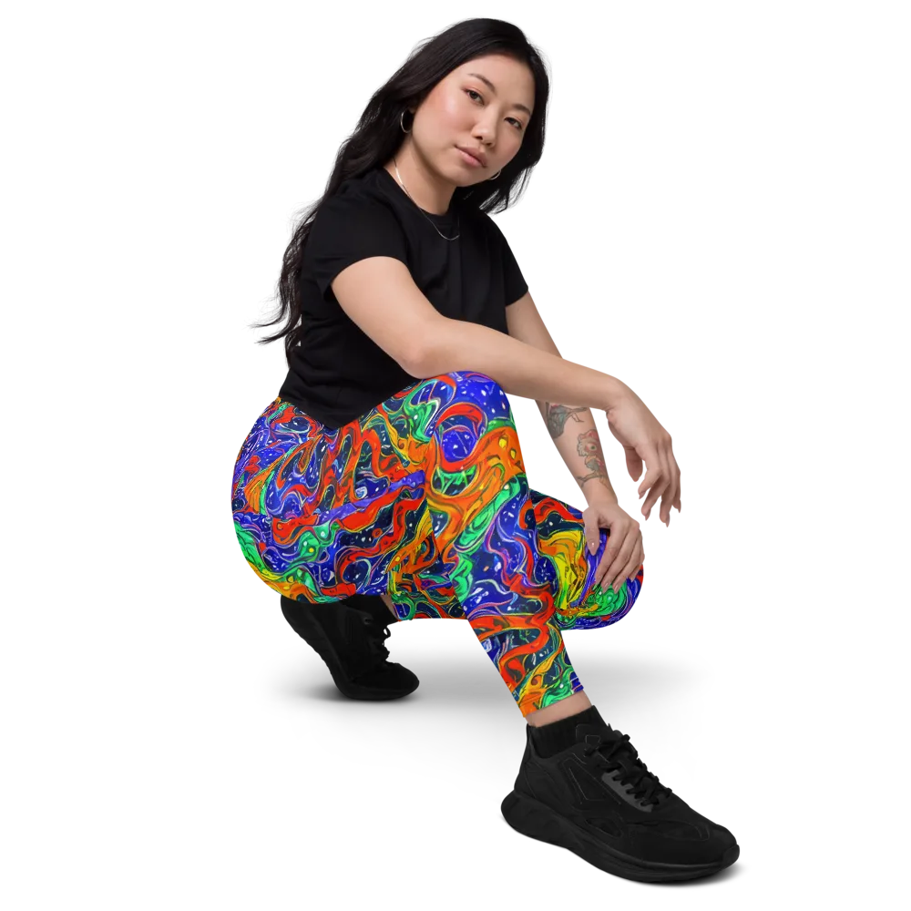 Kaleidoscope Rapids on Leggings with Pockets — Right Front