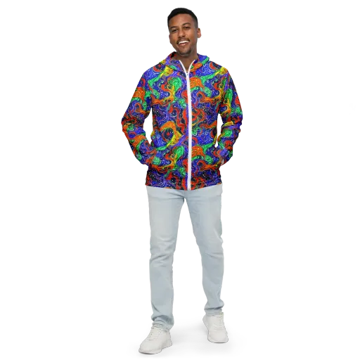 Kaleidoscope Rapids on a Men's Windbreaker