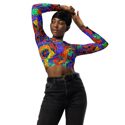 Kaleidoscope Rapids on a Long Sleeve Crop Top