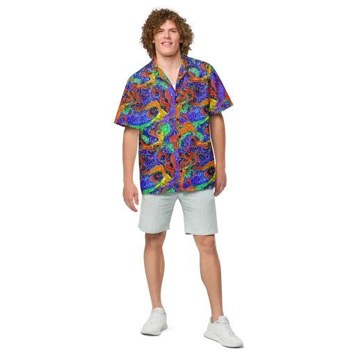 Kaleidoscope Rapids on a Button Shirt