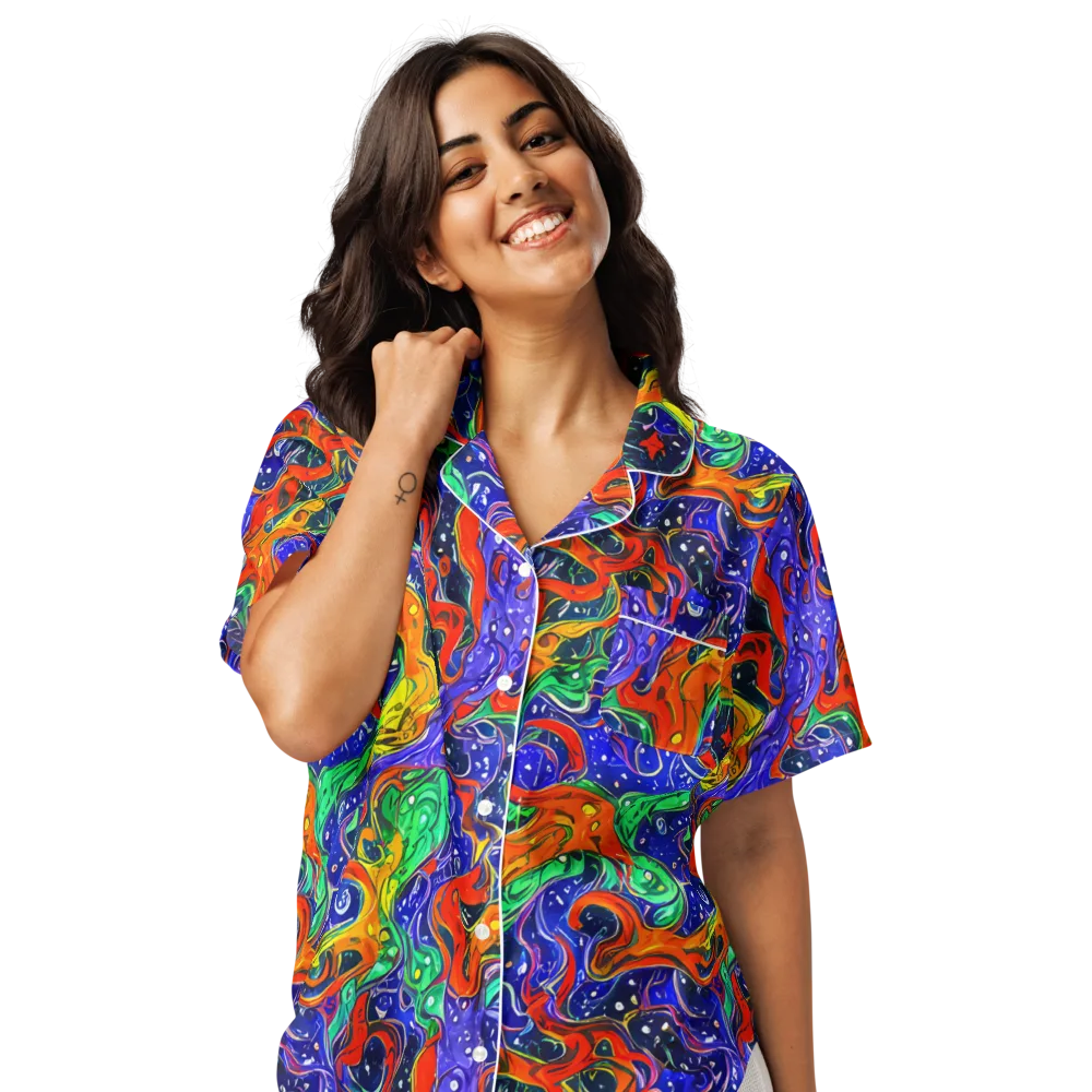 Kaleidoscope Rapids on Women's Short Sleeve Pajama Top — Front