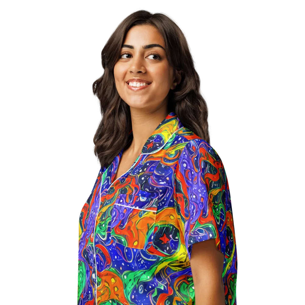 Kaleidoscope Rapids on Women's Short Sleeve Pajama Top — Left Front