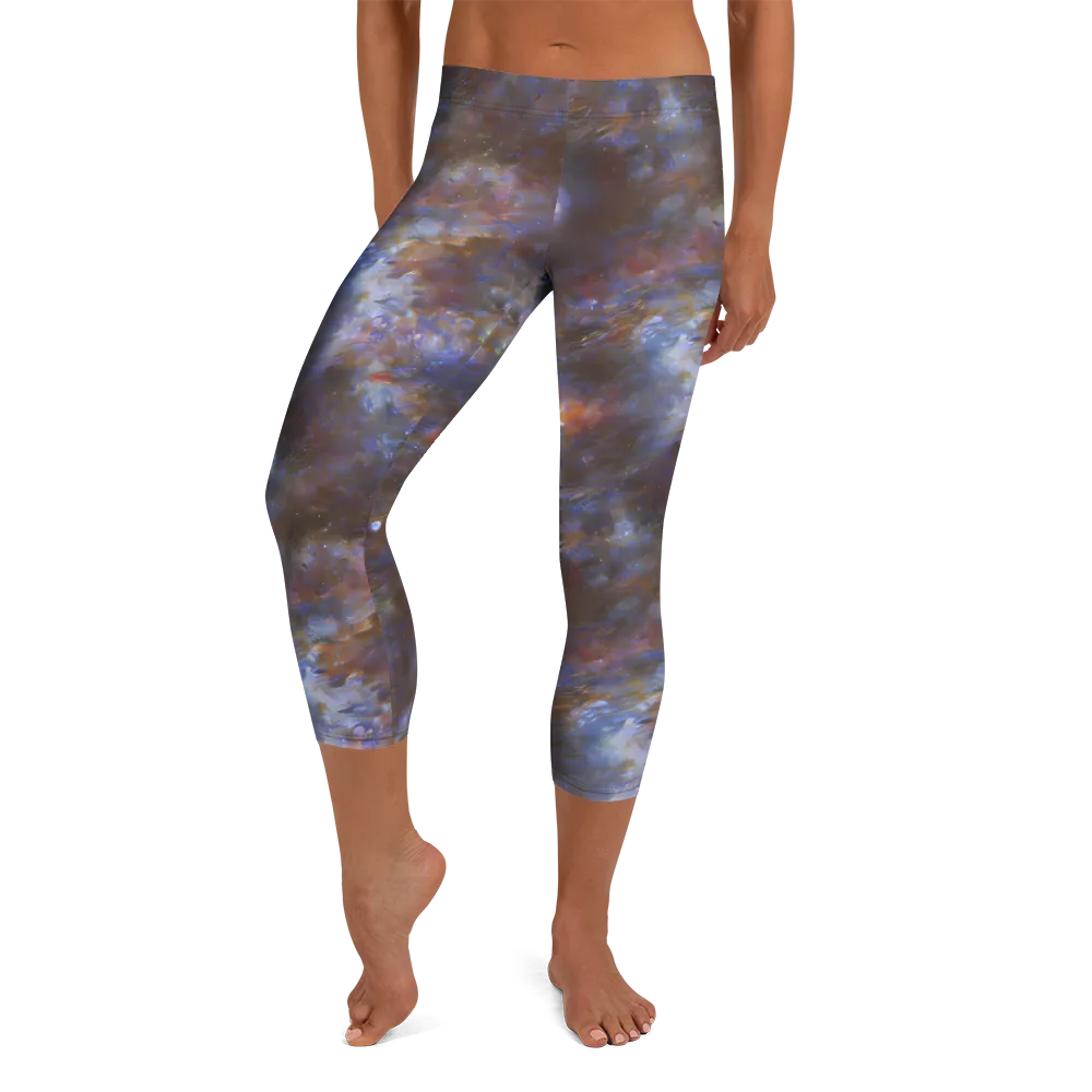 Nebula Brushfire on Capri Leggings — Front