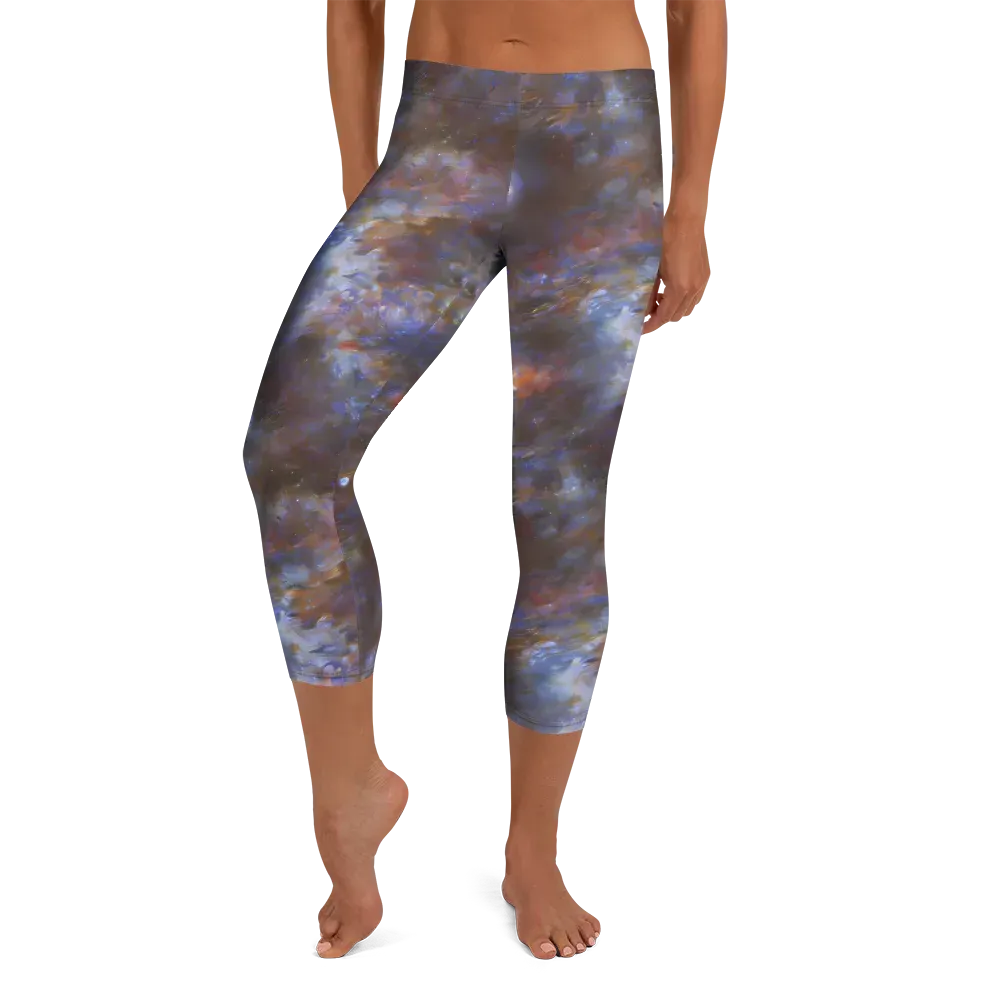 Nebula Brushfire on Capri Leggings — Front