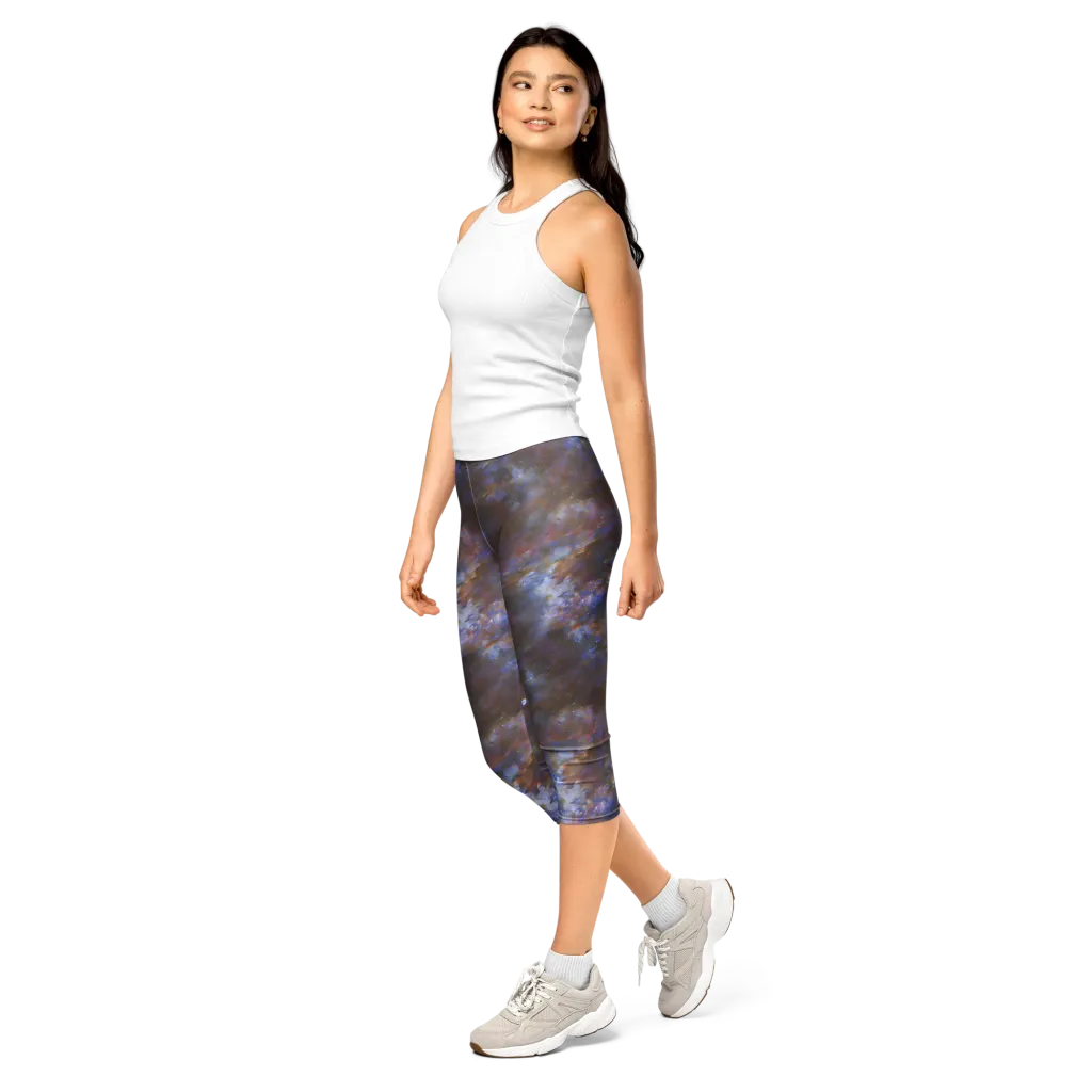 Nebula Brushfire on Capri Leggings — Left Front