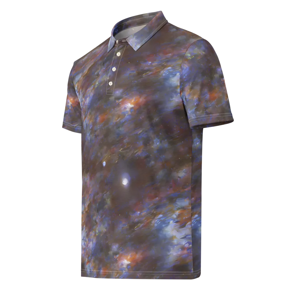 Nebula Brushfire on Men's Slim Fit Polo Shirt — Left Front