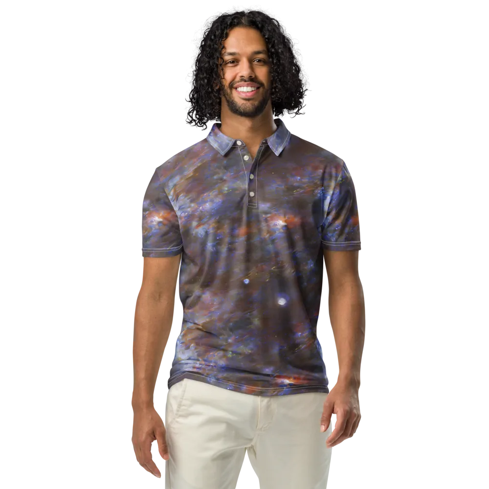 Nebula Brushfire on Men's Slim Fit Polo Shirt — Front