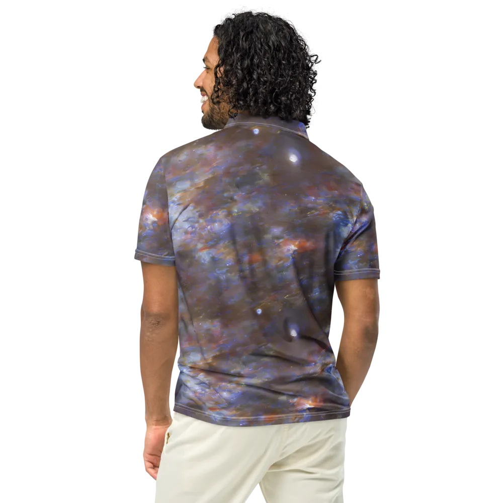 Nebula Brushfire on Men's Slim Fit Polo Shirt — Back