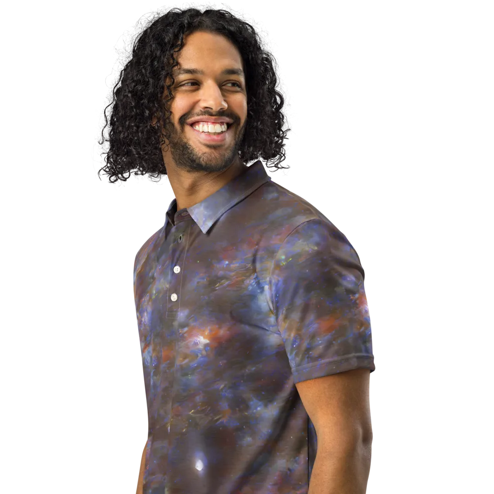 Nebula Brushfire on Men's Slim Fit Polo Shirt — Left Front