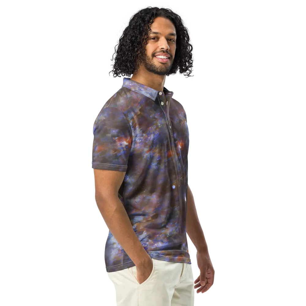 Nebula Brushfire on Men's Slim Fit Polo Shirt — Right Front