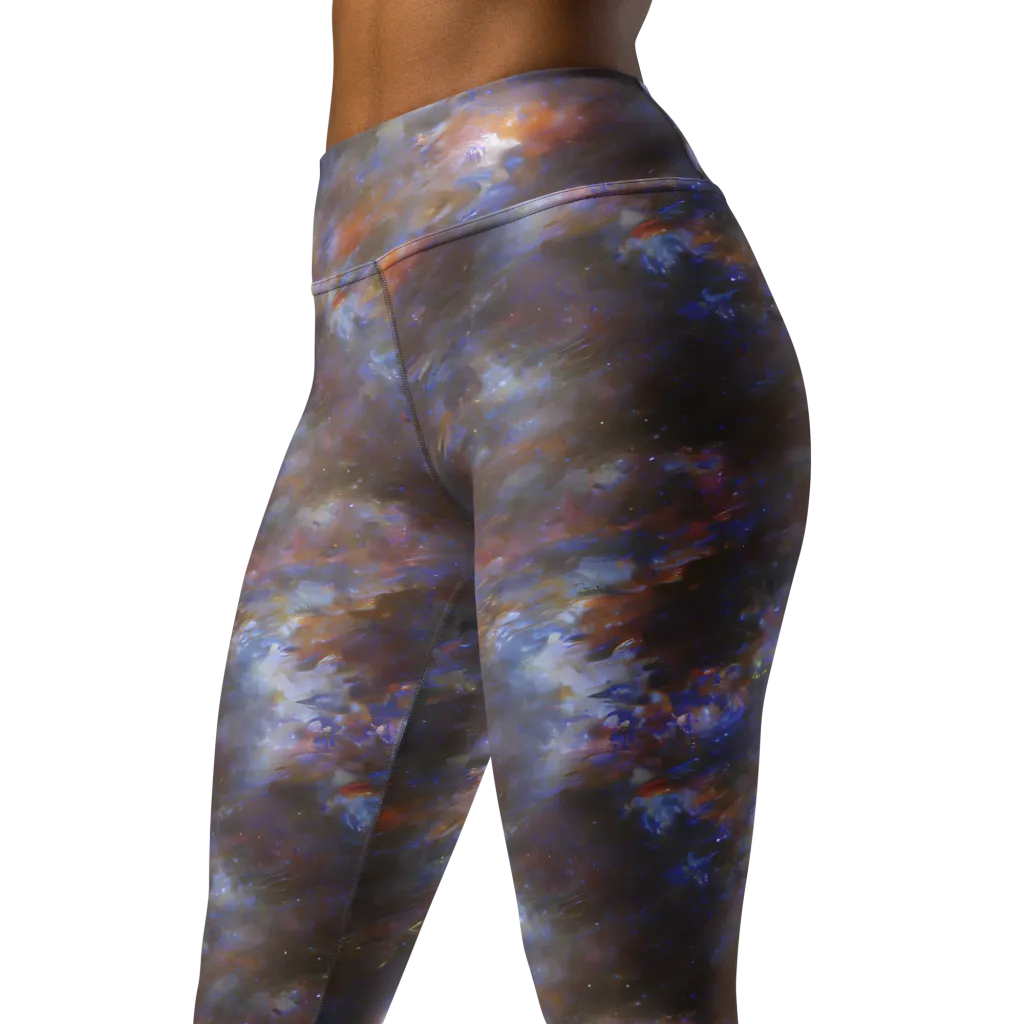 Nebula Brushfire on Yoga Leggings — Left Front