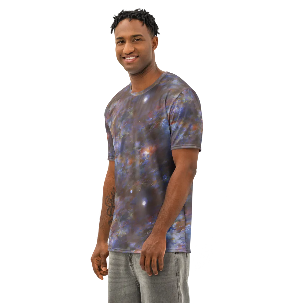 Nebula Brushfire on Men's Cotton Crew Neck T-Shirt — Left Front