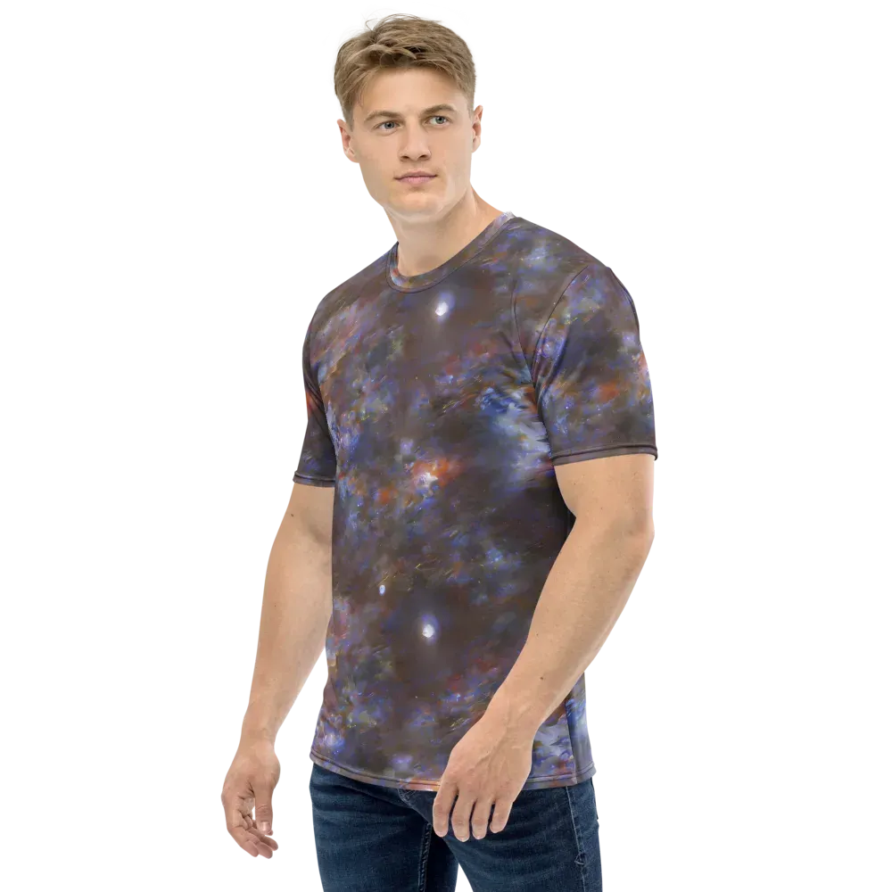 Nebula Brushfire on Men's Crew Neck T-Shirt — Left