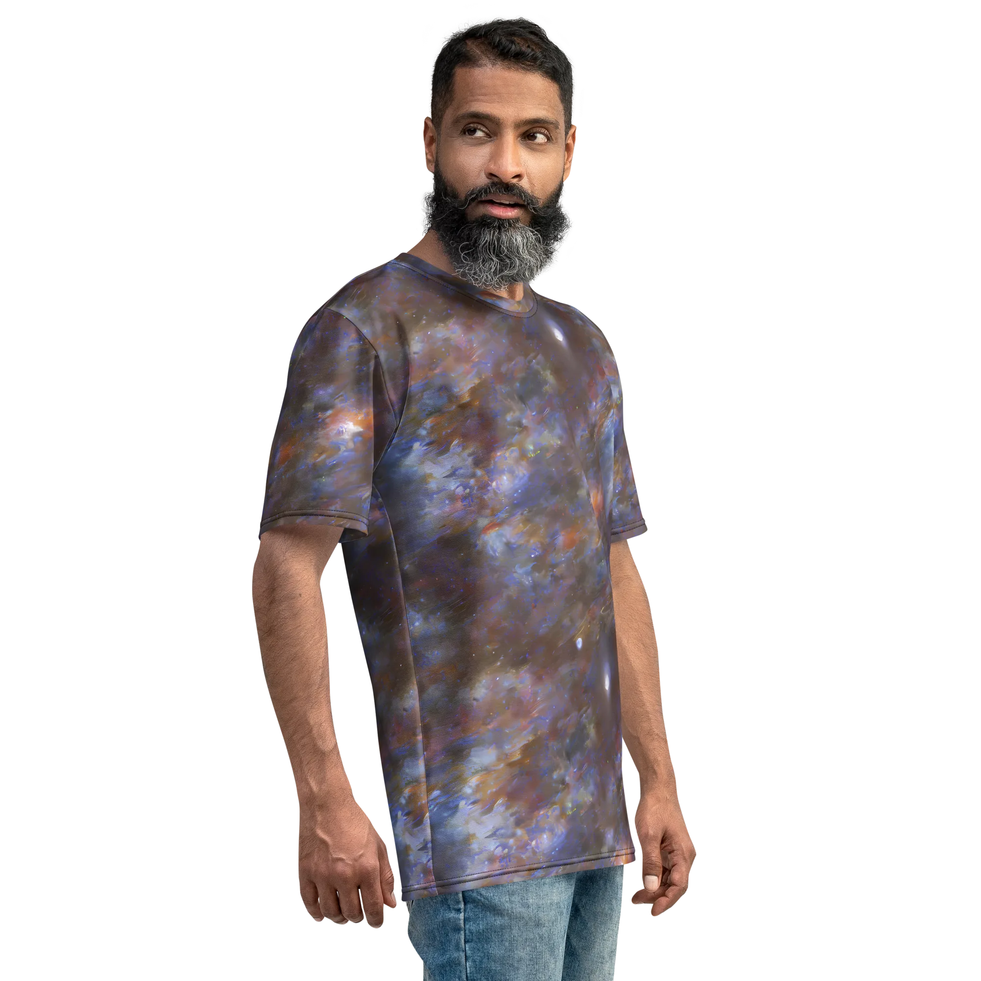 Nebula Brushfire on Men's Crew Neck T-Shirt — Right