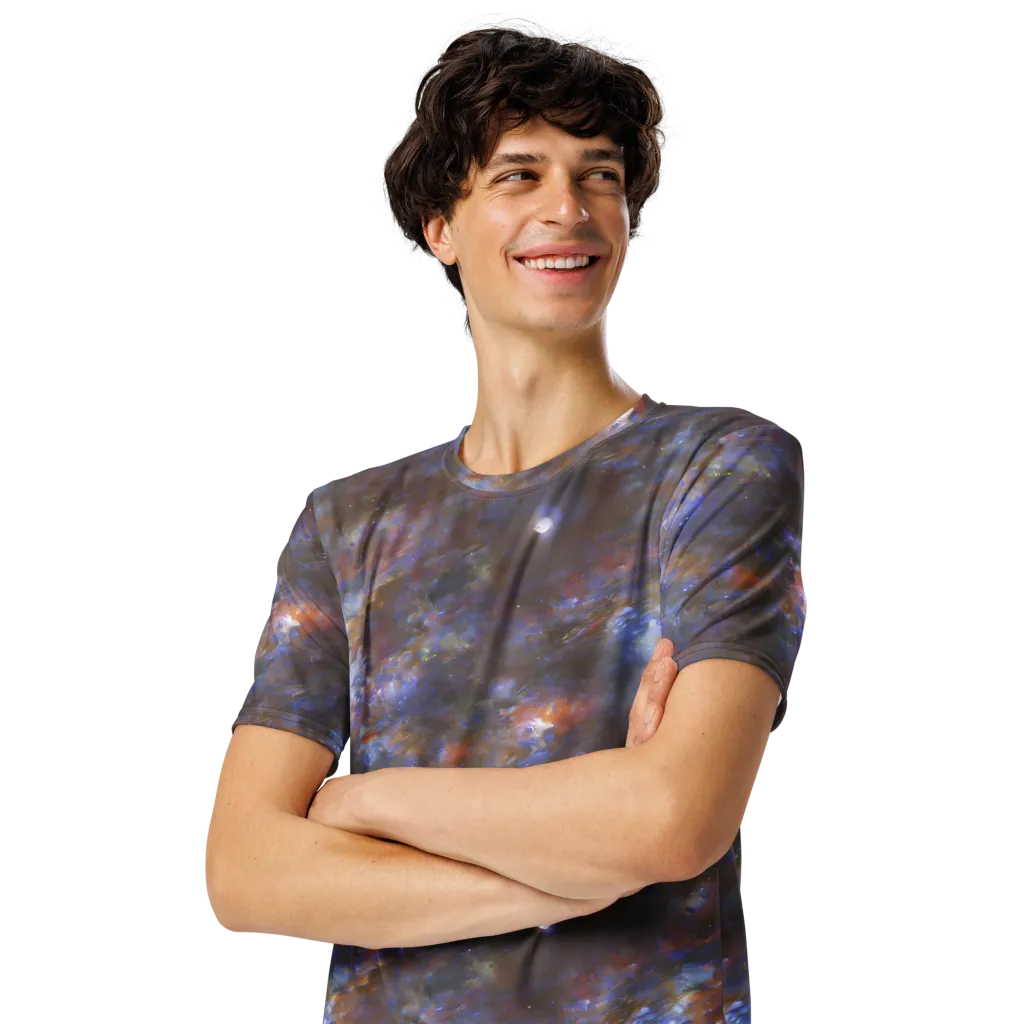 Nebula Brushfire on Men's Crew Neck T-Shirt — Left Front
