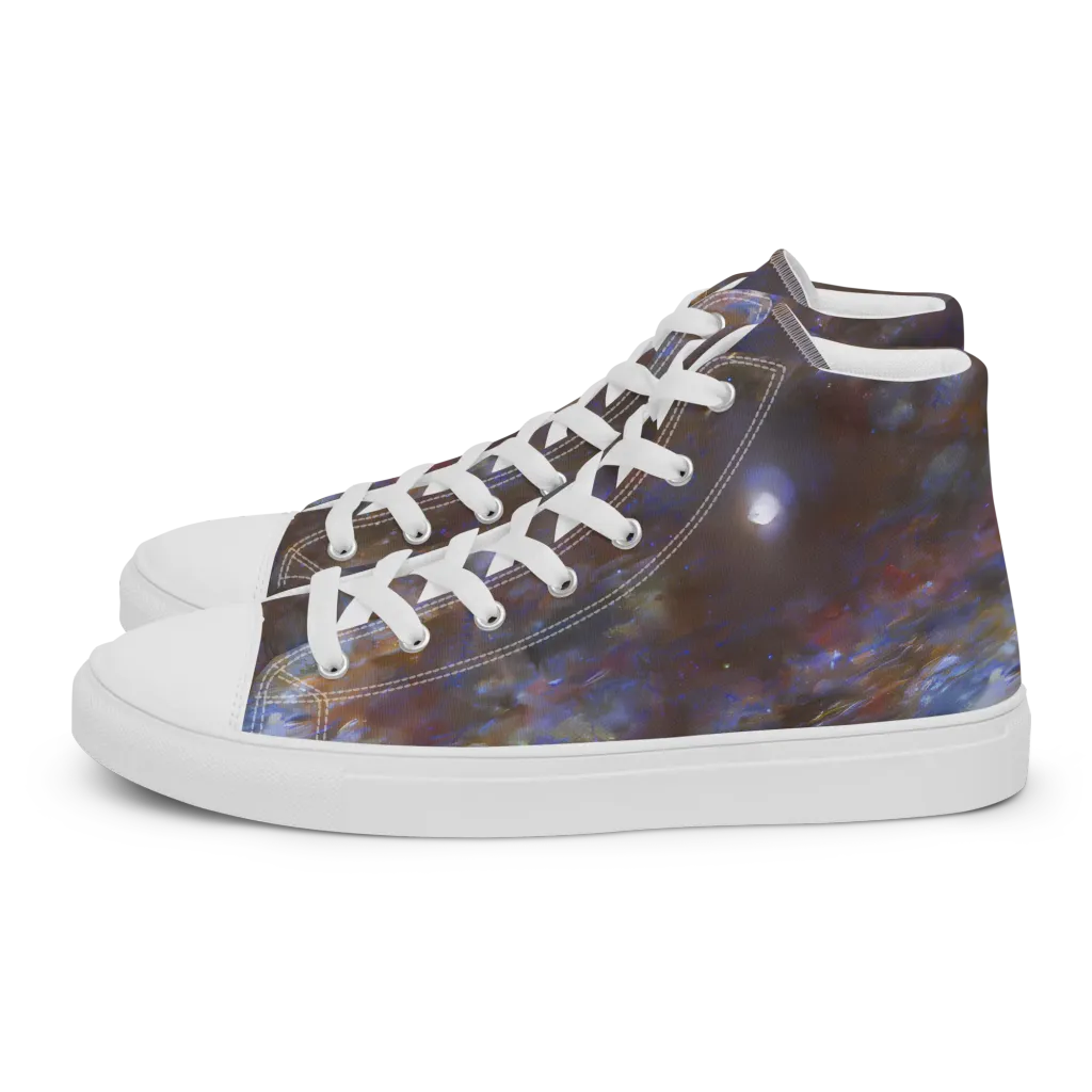 Nebula Brushfire on Men's High Top Canvas Shoes — Left