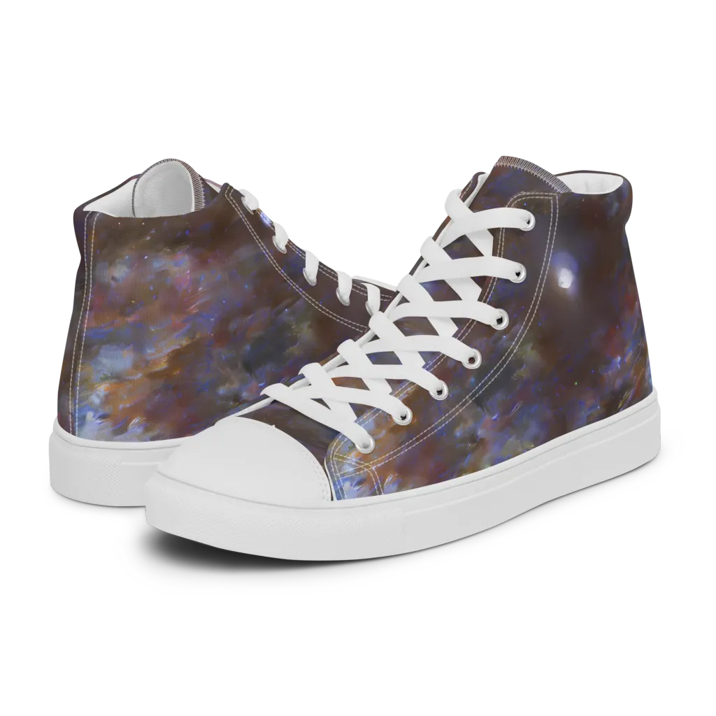 Nebula Brushfire on Men's High Top Canvas Shoes — Left
