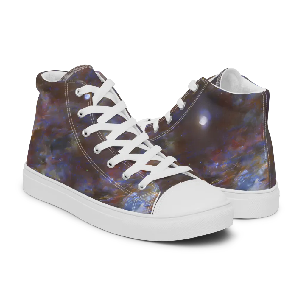 Nebula Brushfire on Men's High Top Canvas Shoes — Right