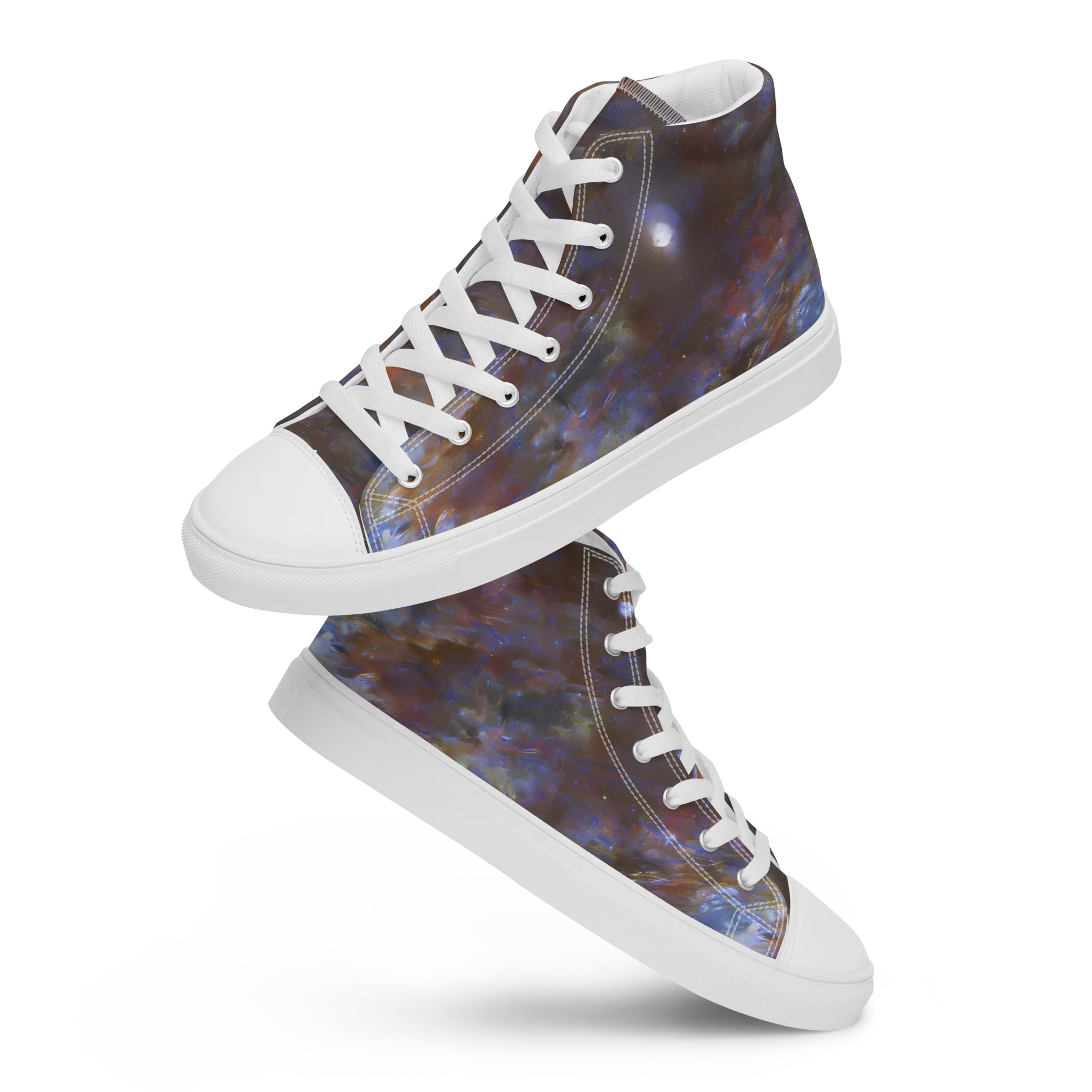 Nebula Brushfire on Men's High Top Canvas Shoes — Front