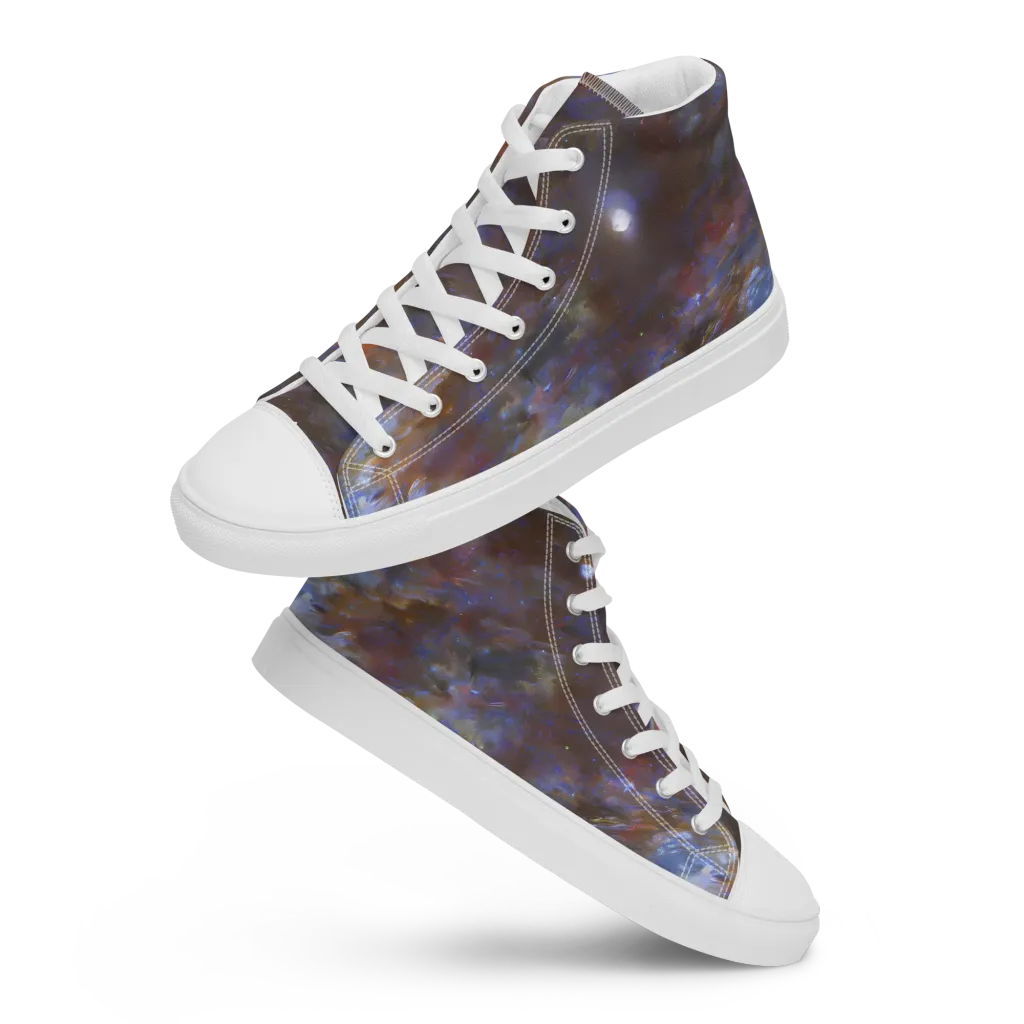 Nebula Brushfire on Men's High Top Canvas Shoes — Front
