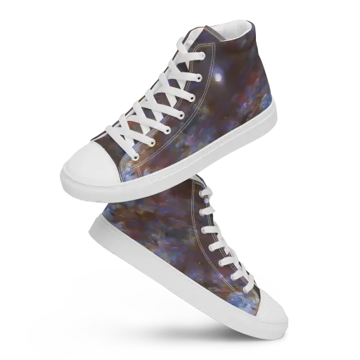 Nebula Brushfire on a Men's High Top Canvas Shoes