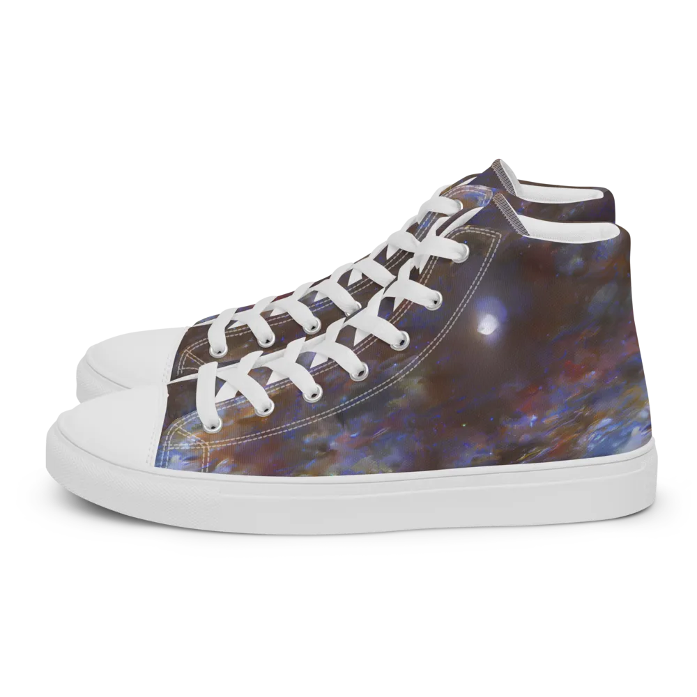 Nebula Brushfire on Women's High Top Canvas Shoes — Left