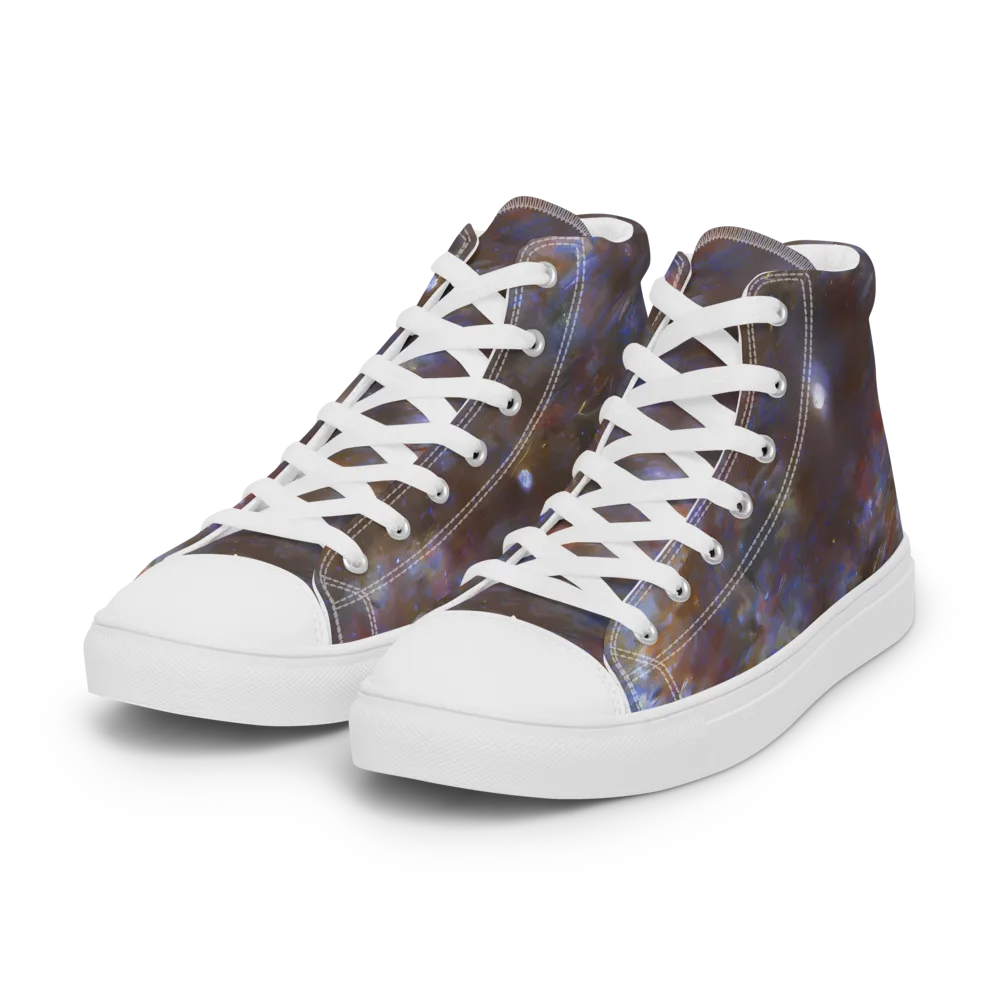 Nebula Brushfire on Women's High Top Canvas Shoes — Left Front