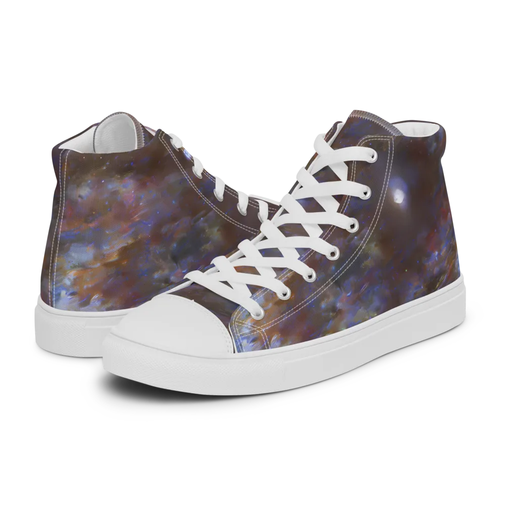 Nebula Brushfire on Women's High Top Canvas Shoes — Left