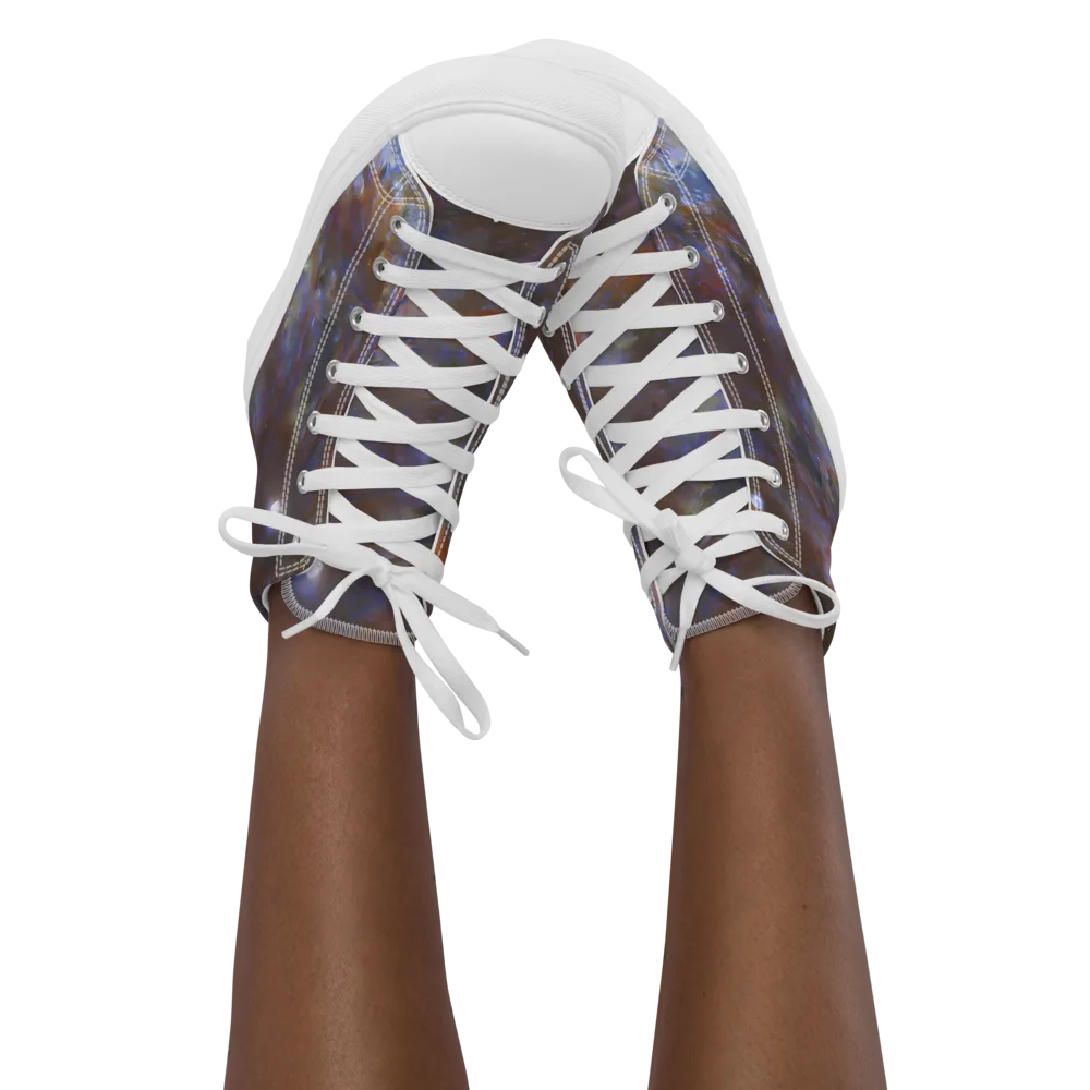 Nebula Brushfire on Women's High Top Canvas Shoes — Front