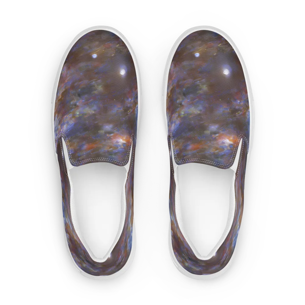 Nebula Brushfire on Men's Slip-On Canvas Shoes — Front