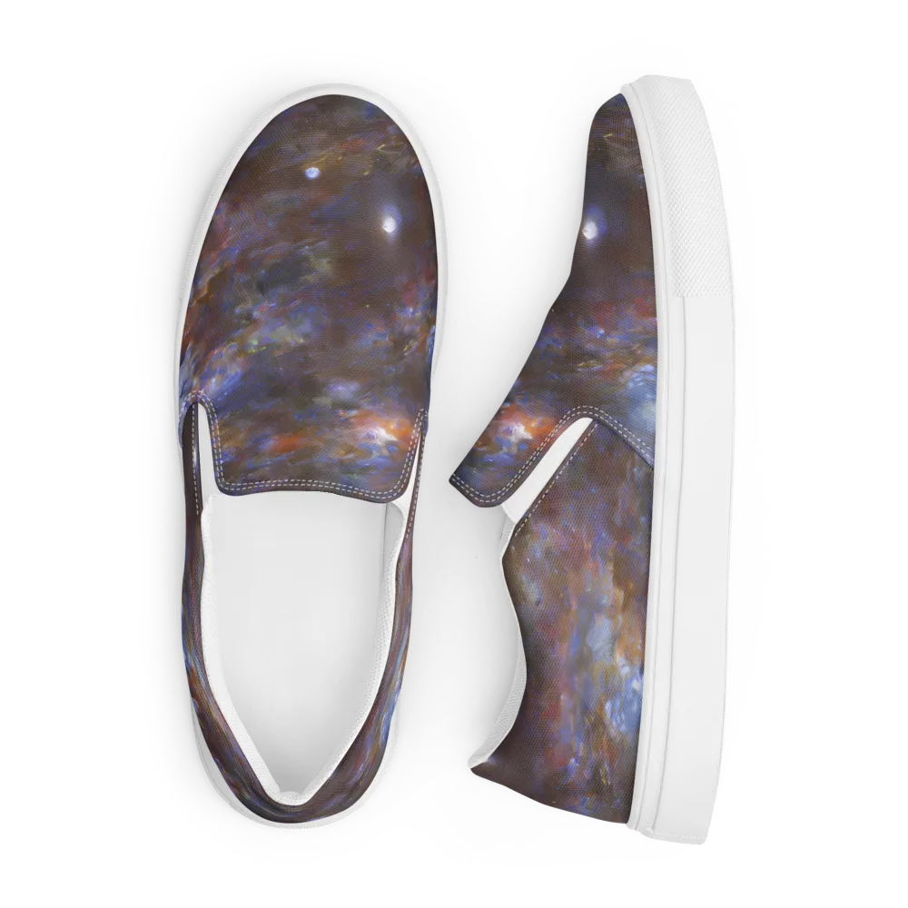 Nebula Brushfire on Men's Slip-On Canvas Shoes — Front