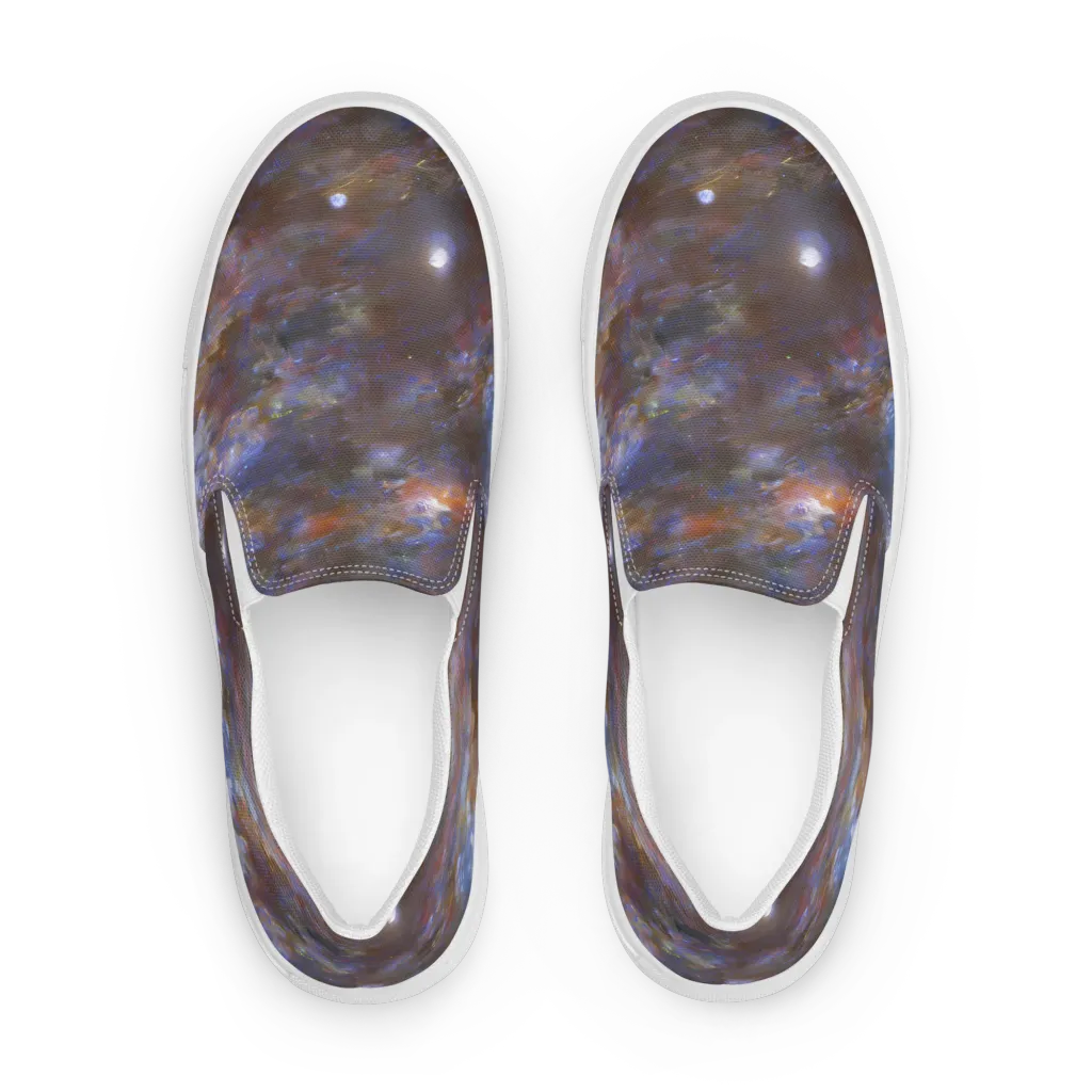 Nebula Brushfire on Women's Slip-On Canvas Shoes — Front
