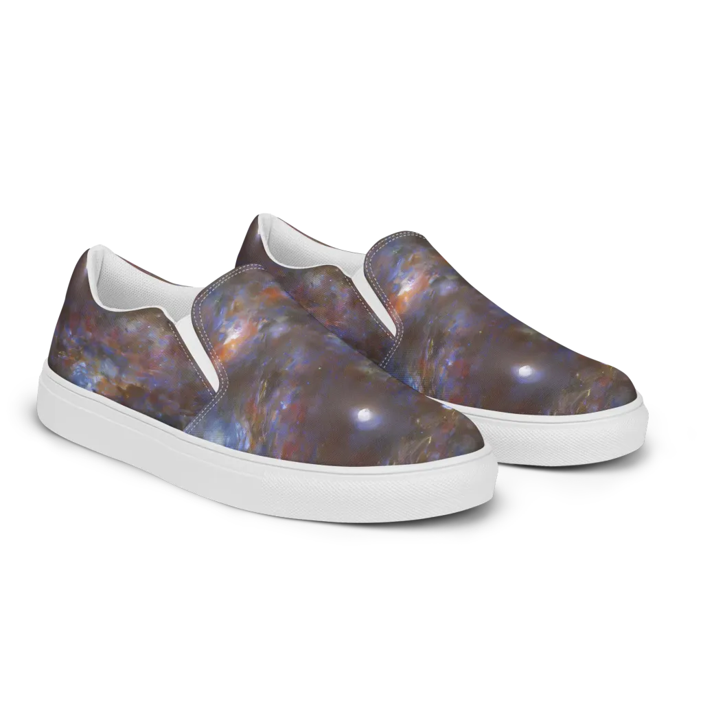 Nebula Brushfire on Women's Slip-On Canvas Shoes — Right Front