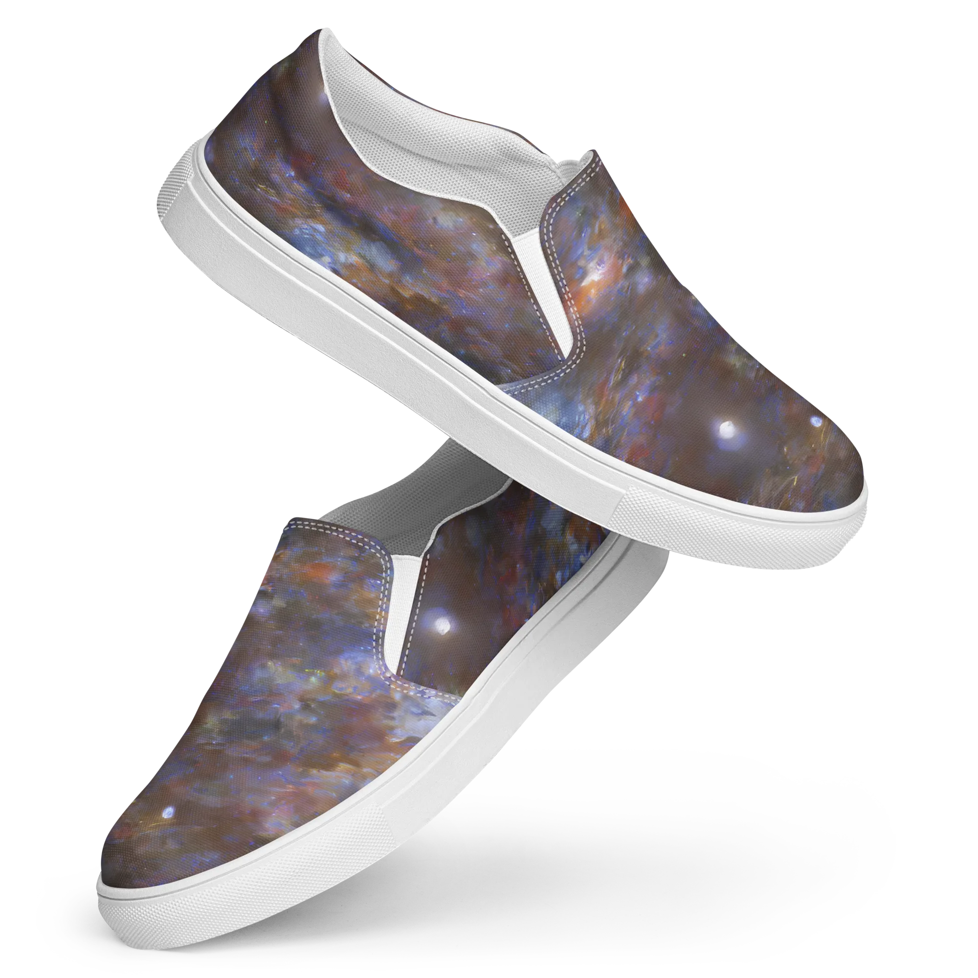 Nebula Brushfire on Women's Slip-On Canvas Shoes — Front