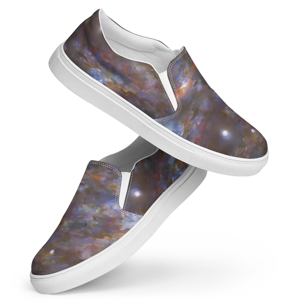 Nebula Brushfire on Women's Slip-On Canvas Shoes — Front