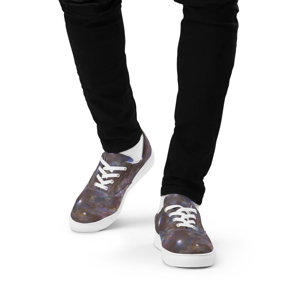 Nebula Brushfire on Men's Lace-Up Canvas Shoes — Front