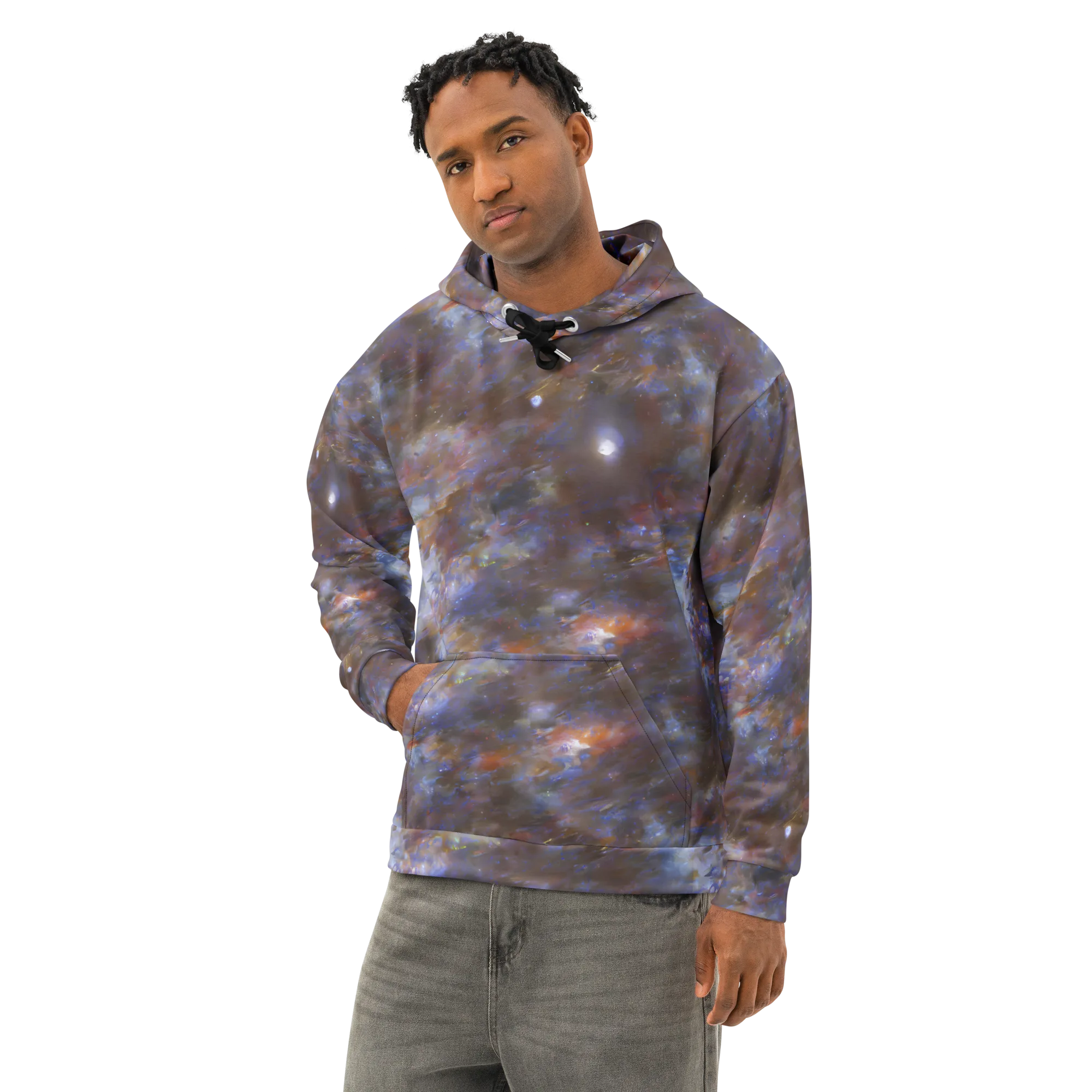Nebula Brushfire on Cotton Hoodie — Left Front