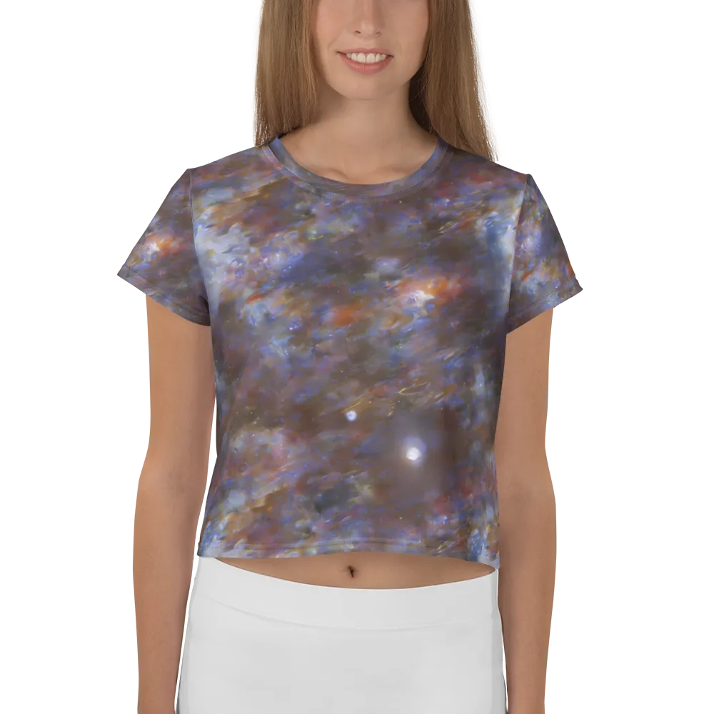 Nebula Brushfire on Crop Tee — Front