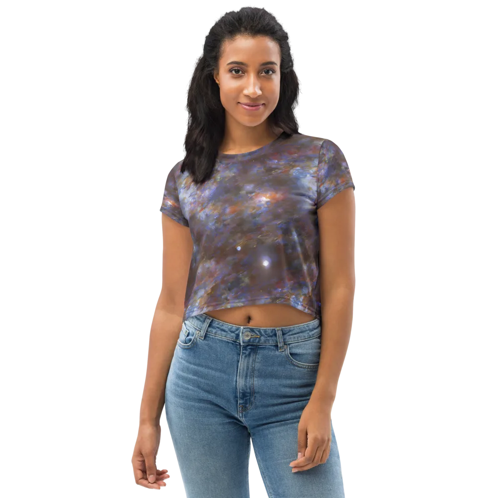 Nebula Brushfire on Crop Tee — Front