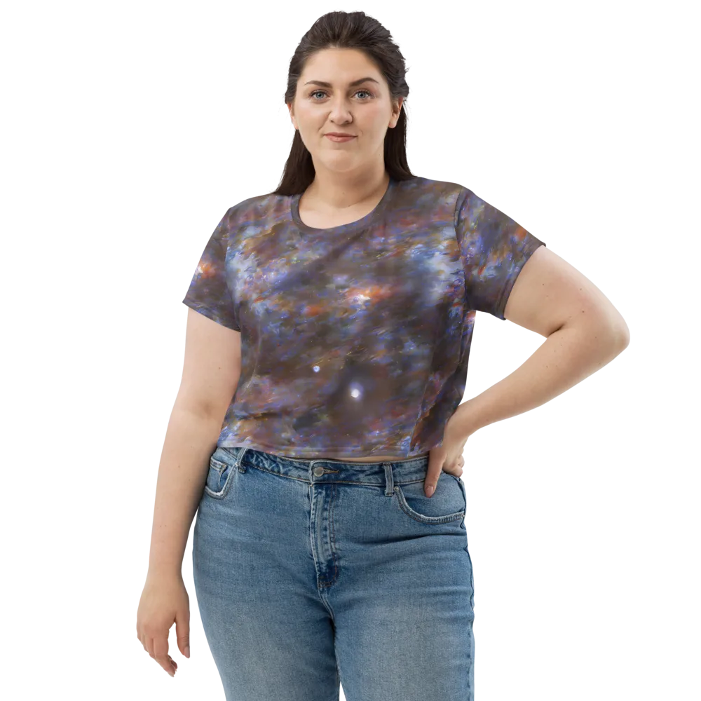 Nebula Brushfire on Crop Tee — Front
