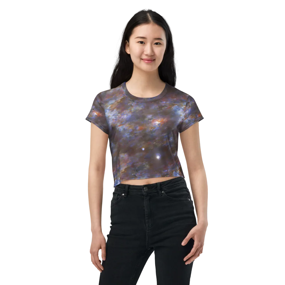 Nebula Brushfire on Crop Tee — Front