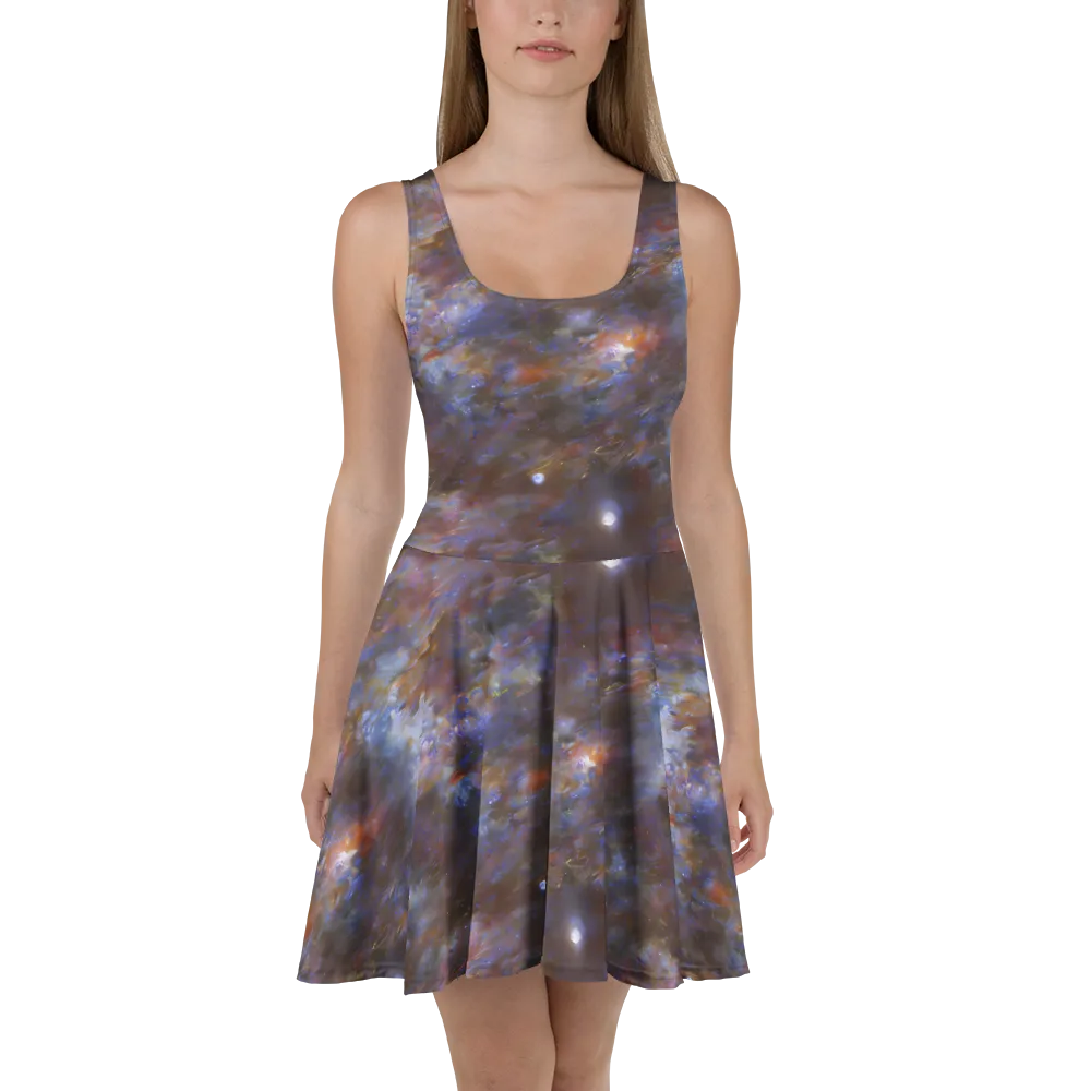 Nebula Brushfire on Skater Dress — Front