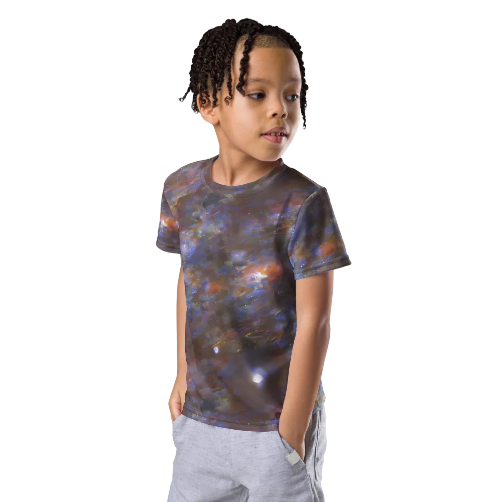 Nebula Brushfire on Kids Crew Neck T-Shirt — Left Front