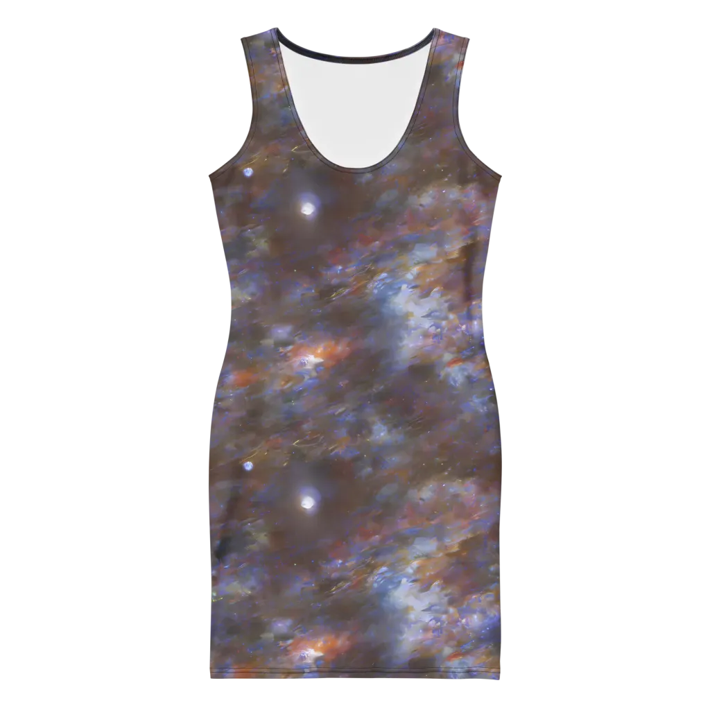 Nebula Brushfire on Bodycon Dress — Front
