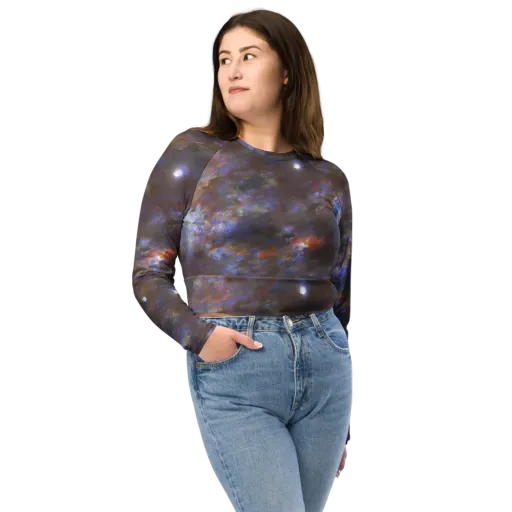 Nebula Brushfire on a Long Sleeve Crop Top