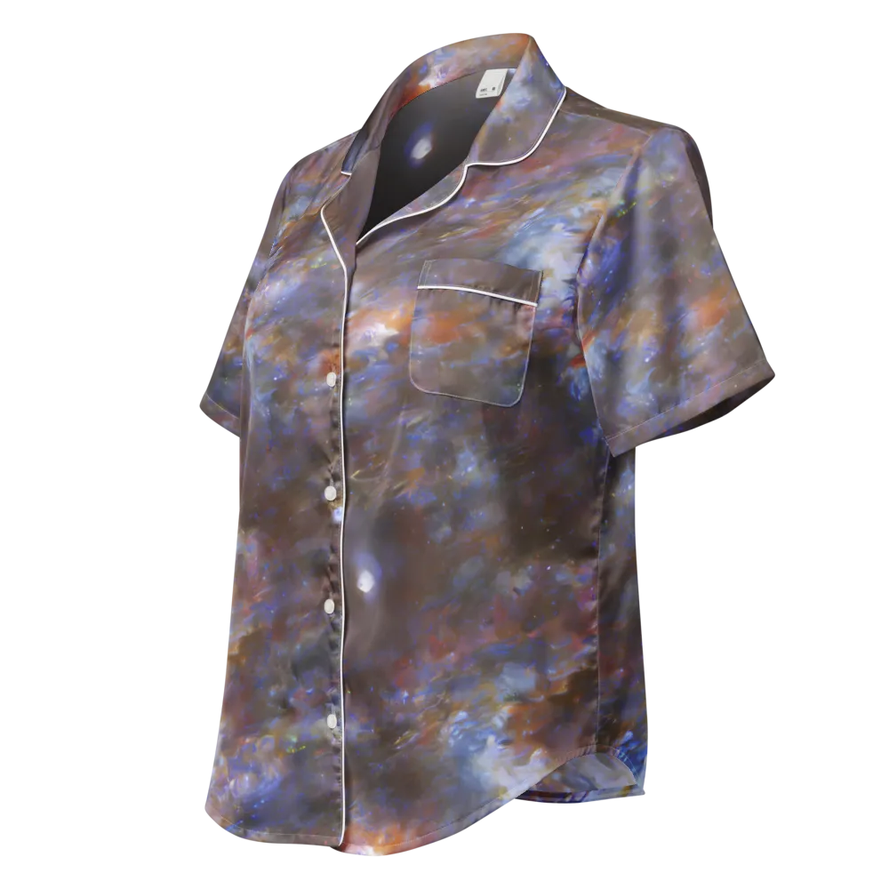 Nebula Brushfire on Women's Short Sleeve Pajama Top — Left Front